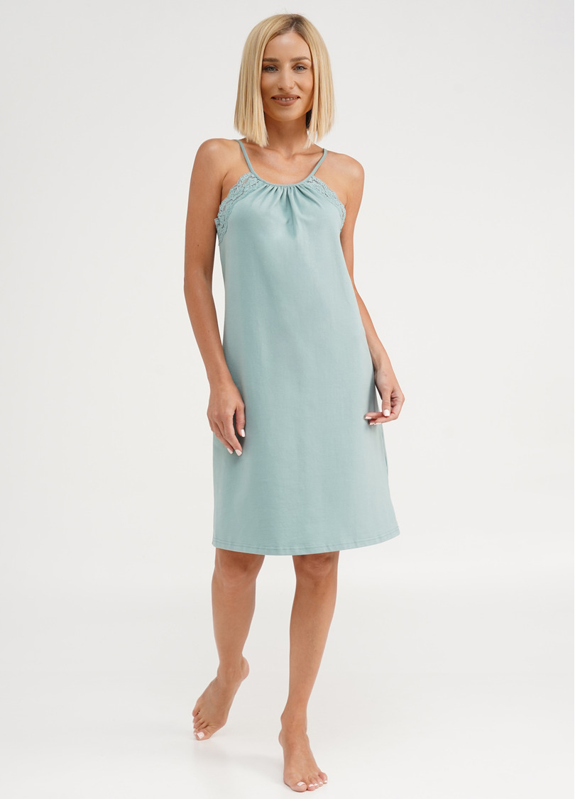 Хлопковая ночная рубашка с кружевом SEVILLA 8017/011 mint (голубой)