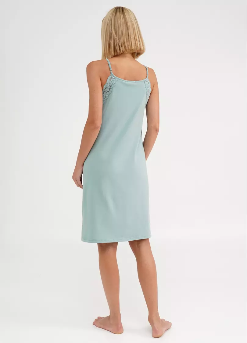 Хлопковая ночная рубашка с кружевом SEVILLA 8017/011 mint (голубой)