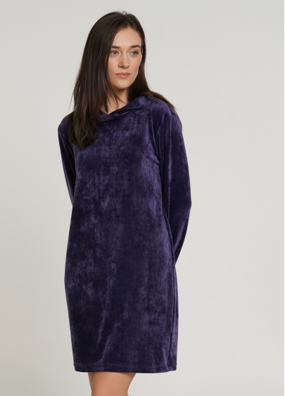 Велюровое платье туника с капюшоном SOFT WINTER 8311/080 eggplant (фиолетовый)
