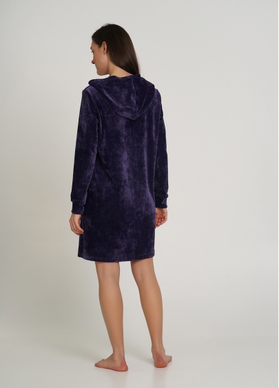 Велюрова сукня туніка з капюшоном SOFT WINTER 8311/080 eggplant (фіолетовий)