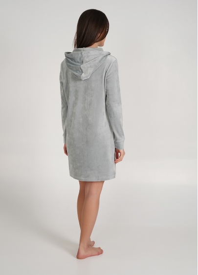 Велюровое платье туника с капюшоном SOFT WINTER 8311/080 grey (серый)