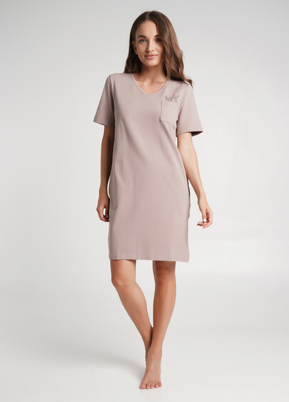 Нічна сорочка з бавовни SPRING FLOWERS 8117/010 mokko (коричневий)