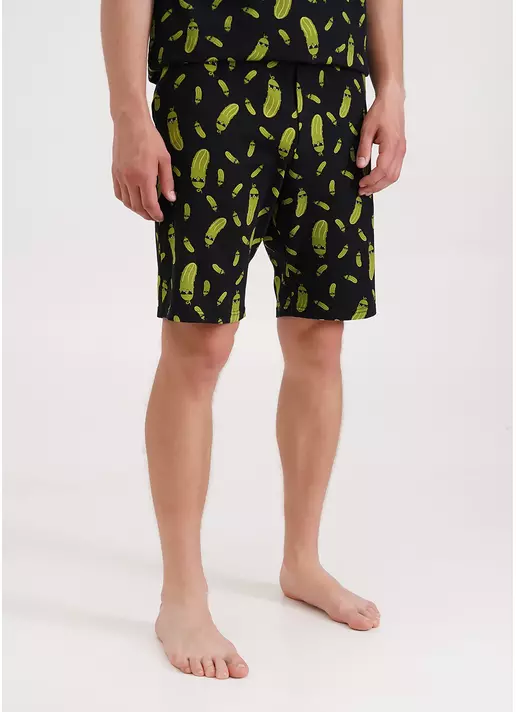 Шорты мужские хлопковые с принтом огурцы COUNTRY PRINT 9002/010 black/cucumbers (черный)