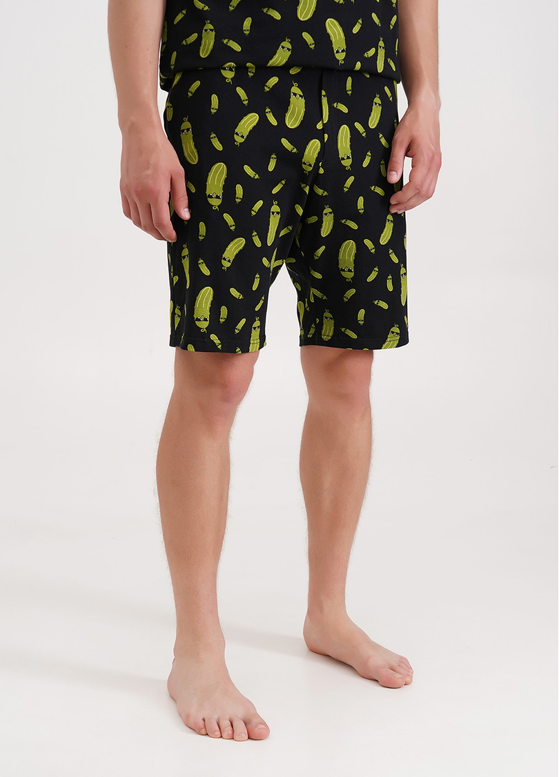 Шорти чоловічі бавовняні з принтом огірки COUNTRY PRINT 9002/010 black/cucumbers (чорний)