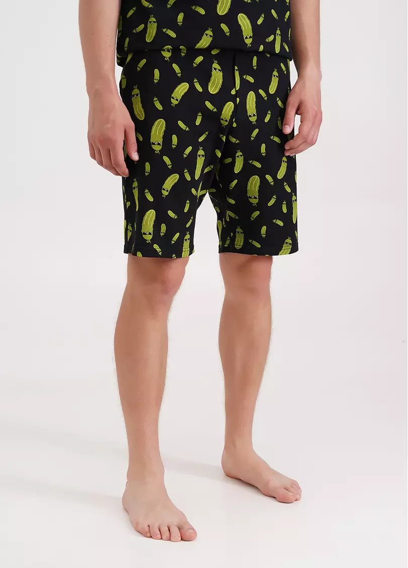 Шорты мужские хлопковые с принтом огурцы COUNTRY PRINT 9002/010 black/cucumbers (черный)