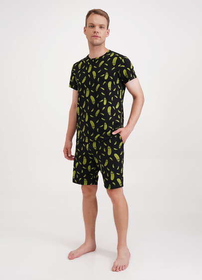 Шорты мужские хлопковые с принтом огурцы COUNTRY PRINT 9002/010 black/cucumbers (черный)