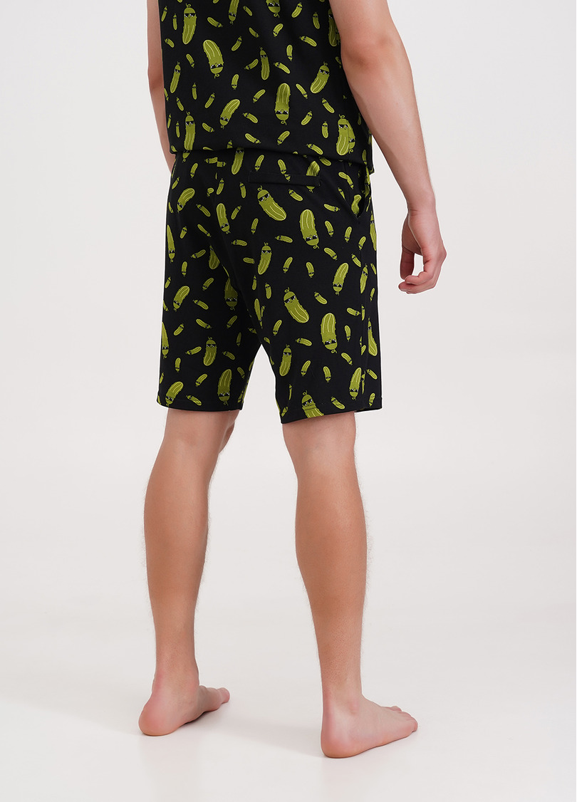 Шорти чоловічі бавовняні з принтом огірки COUNTRY PRINT 9002/010 black/cucumbers (чорний)
