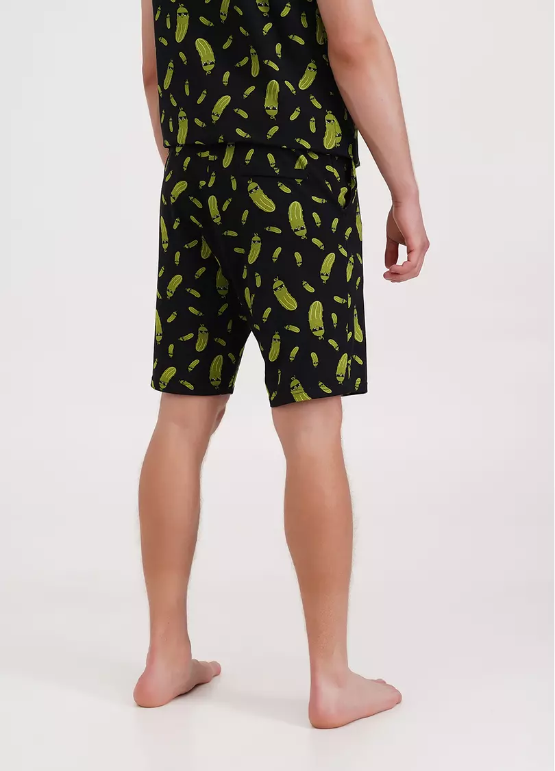 Шорты мужские хлопковые с принтом огурцы COUNTRY PRINT 9002/010 black/cucumbers (черный)