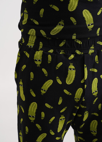Шорты мужские хлопковые с принтом огурцы COUNTRY PRINT 9002/010 black/cucumbers (черный)