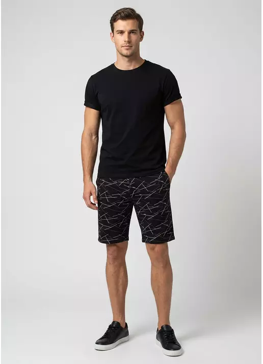 Шорти чоловічі з принтом COUNTRY PRINT 9003/010 black/line print (чорний)