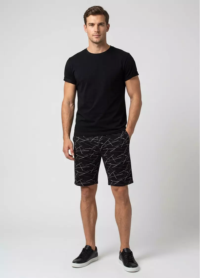 Шорти чоловічі з принтом COUNTRY PRINT 9003/010 black/line print (чорний)