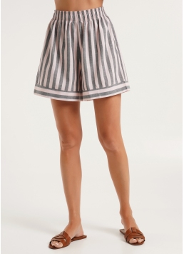 Льняные шорты в полоску CRUISE 4214/220 grey/pink stripe (серый/розовый)