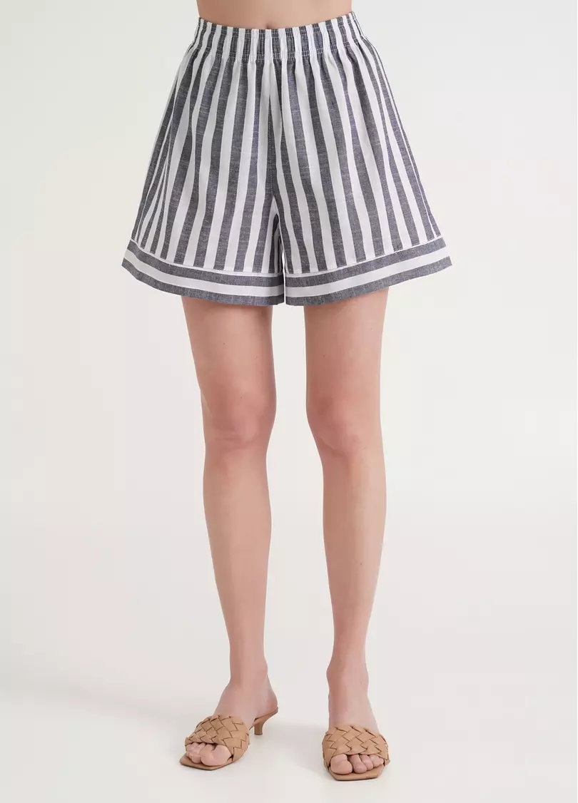 Лляні шорти у смужку CRUISE 4214/220 white/blue stripe (білий/синій)