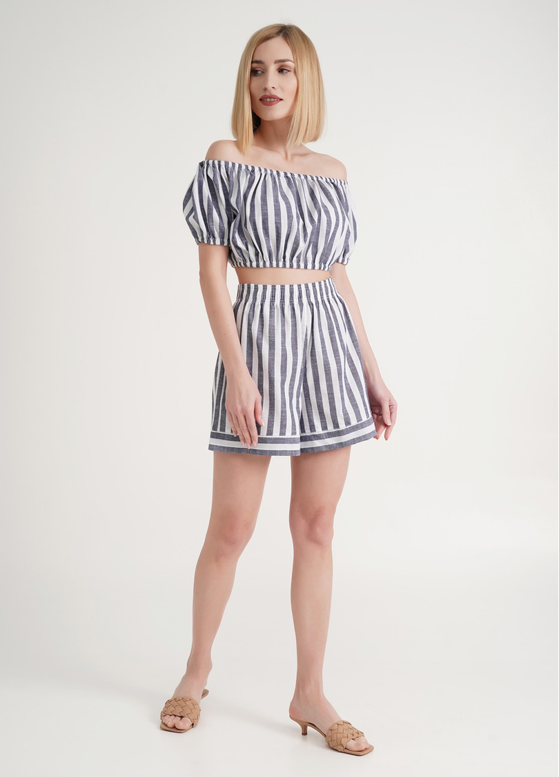 Лляні шорти у смужку CRUISE 4214/220 white/blue stripe (білий/синій)