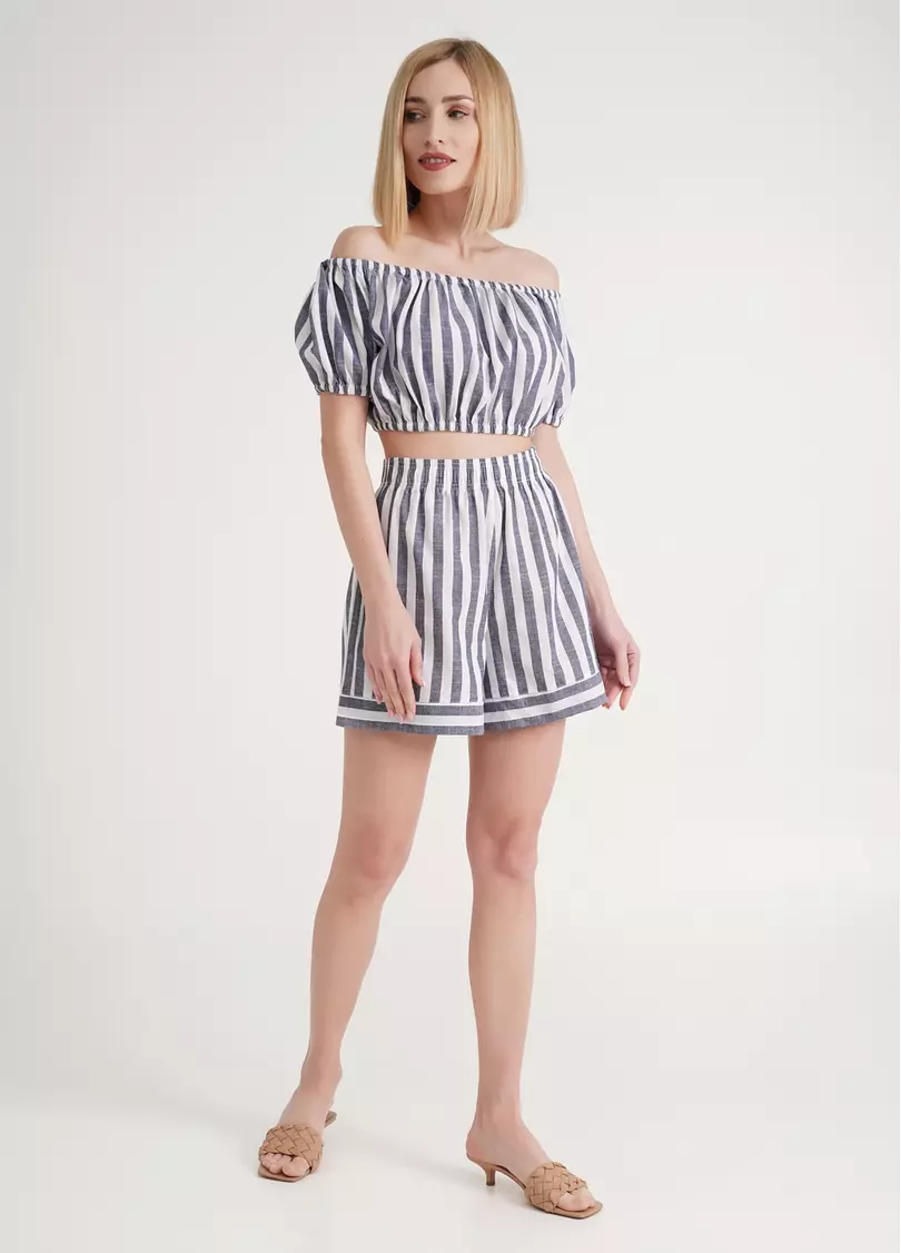 Лляні шорти у смужку CRUISE 4214/220 white/blue stripe (білий/синій)