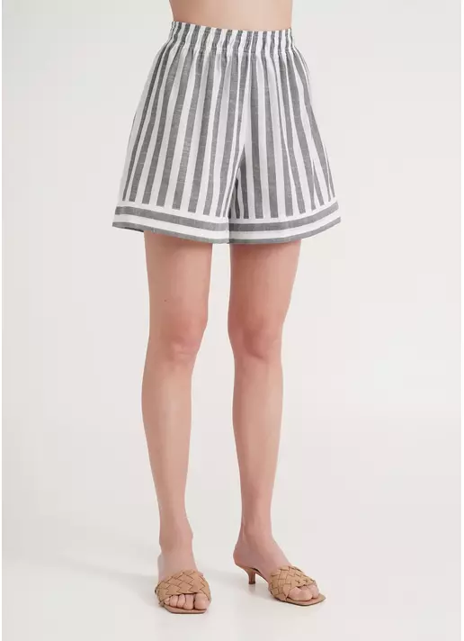 Лляні шорти у смужку CRUISE 4214/220 white/green stripe (білий/зелений)