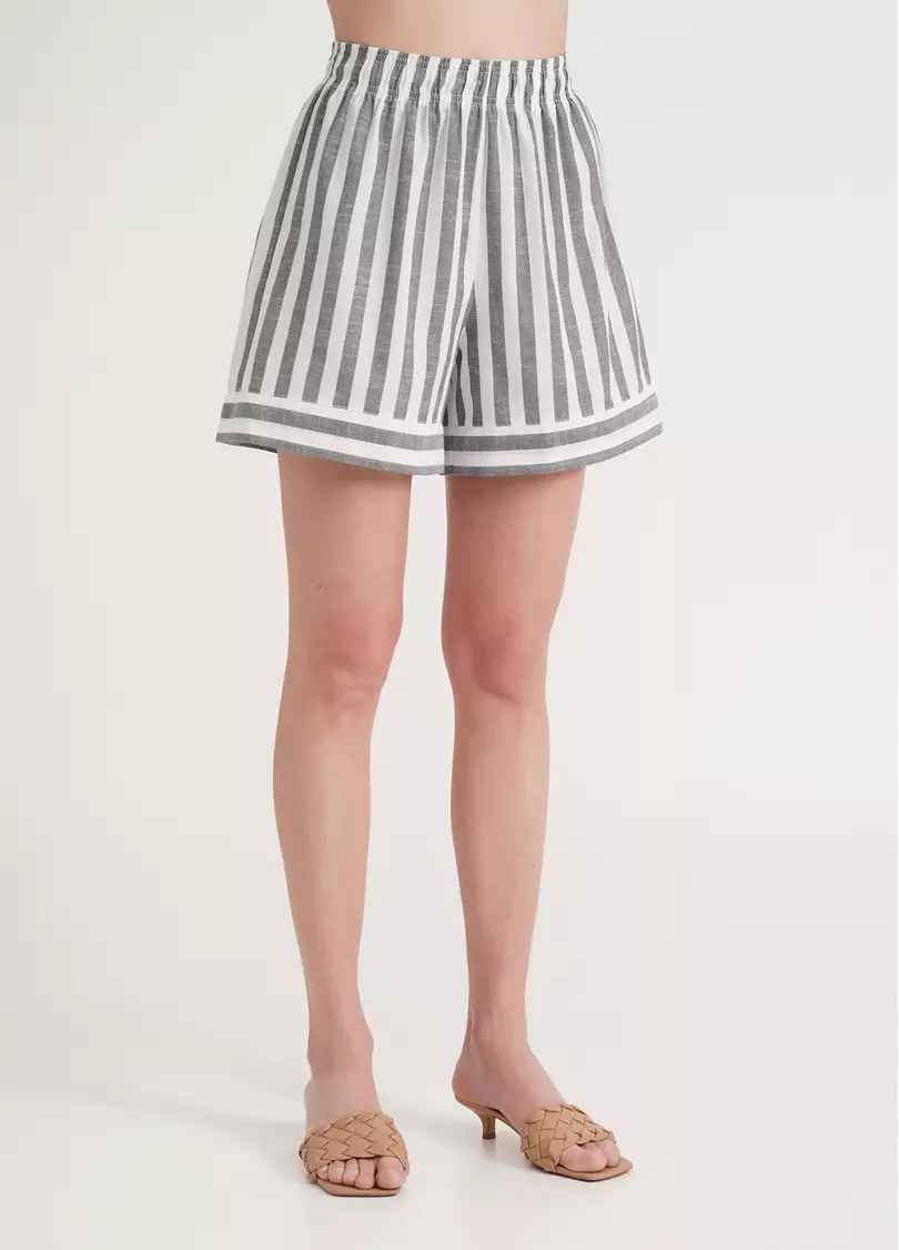 Льняные шорты в полоску CRUISE 4214/220 white/green stripe (белый/зеленый)