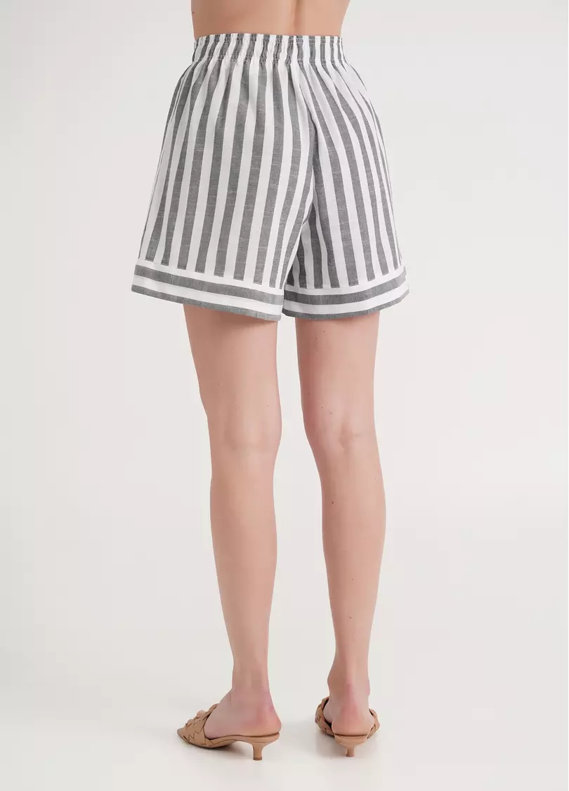 Льняные шорты в полоску CRUISE 4214/220 white/green stripe (белый/зеленый)
