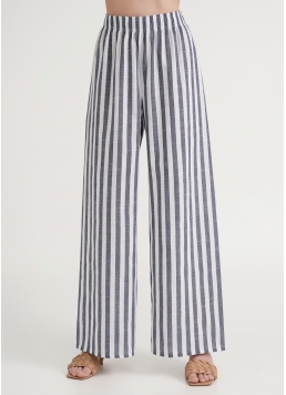 Льняные брюки в широкую полоску CRUISE 4321/220 white/blue stripe (белый/синий)