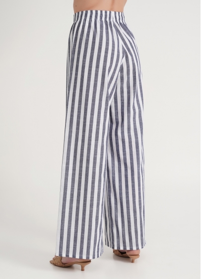 Льняные брюки в широкую полоску CRUISE 4321/220 white/blue stripe (белый/синий)