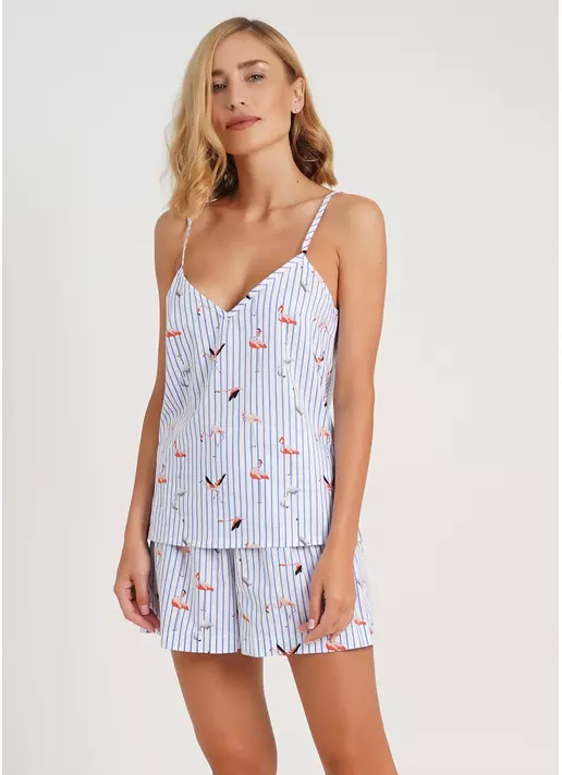 Шорты в полоску с фламинго FLAMINGO 4212/010 blue stripe (голубой)