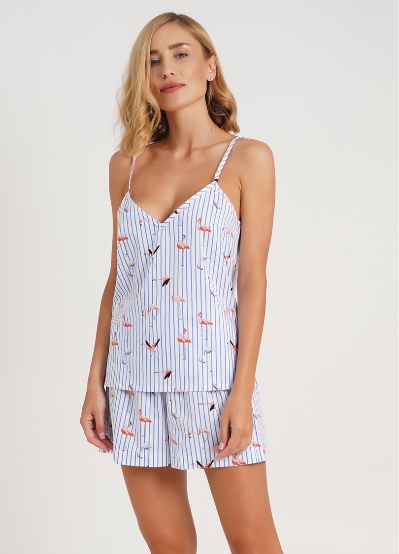 Шорты в полоску с фламинго FLAMINGO 4212/010 blue stripe (голубой)