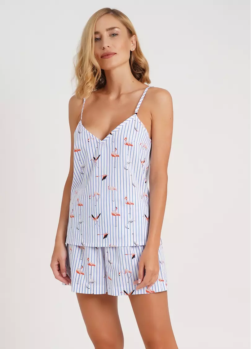 Шорты в полоску с фламинго FLAMINGO 4212/010 blue stripe (голубой)