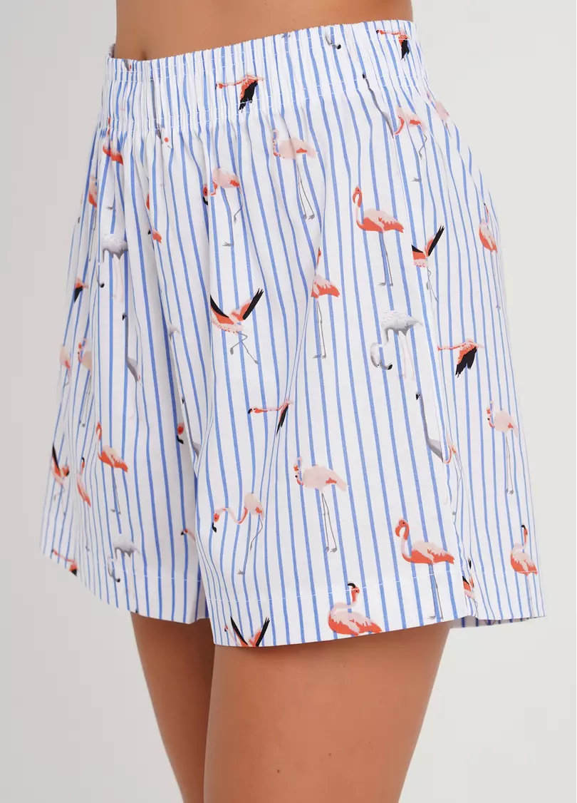 Шорты в полоску с фламинго FLAMINGO 4212/010 blue stripe (голубой)