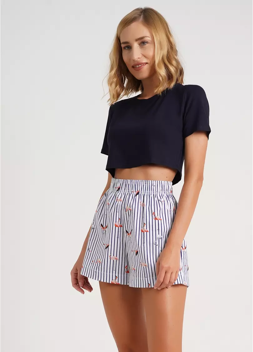 Шорти в смужку з фламінго FLAMINGO 4212/010 dark blue stripe (синій)