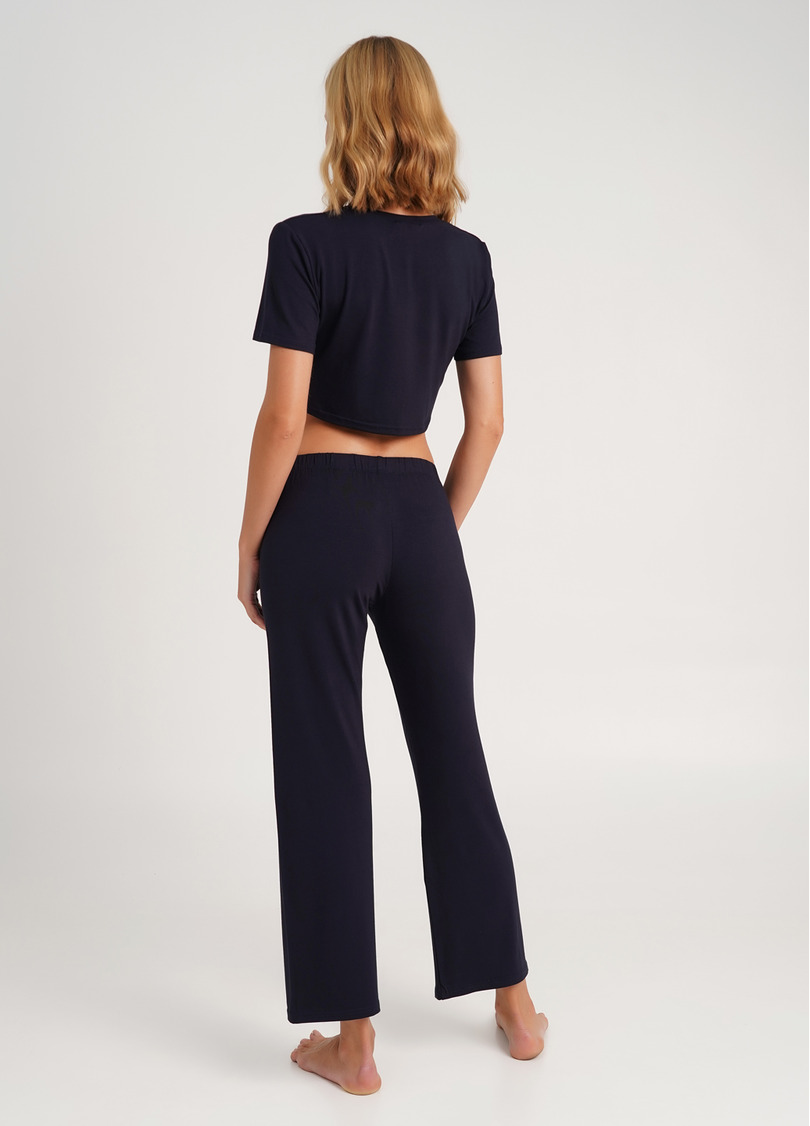 Штани укорочені з віскози FLAMINGO 4307/030 dark blue (синій)