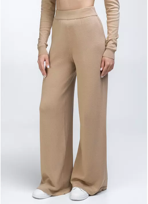 Прямые штаны из вязаного трикотажа FREYJA CTN 4327/230 (бежевый)