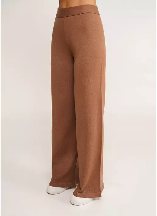 Прямые штаны из вязаного трикотажа FREYJA CTN 4327/230 dark brown (коричневый)