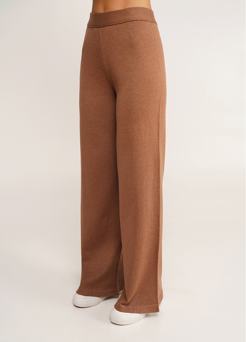 Прямые штаны из вязаного трикотажа FREYJA CTN 4327/230 dark brown (коричневый)