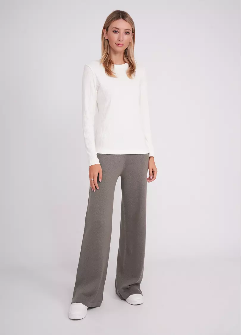 Прямые штаны из вязаного трикотажа FREYJA CTN 4327/230 grey (серый)