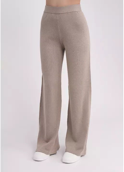 Прямые штаны из вязаного трикотажа FREYJA CTN 4327/230 light brown (коричневый)