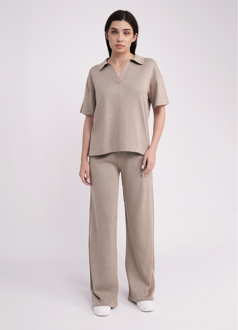 Прямі штани з в'язаного трикотажу FREYJA CTN 4327/230 light brown (коричневий)