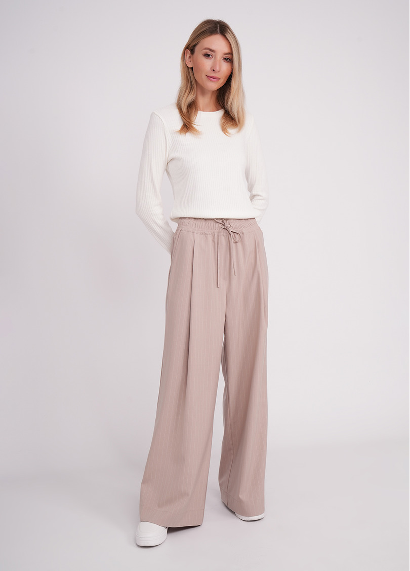 Штани-палаццо з високим вмістом віскози GRACEFUL TAILORING 4331/200 beige/stripe (бежевий)