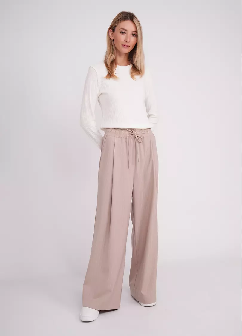 Штани-палаццо з високим вмістом віскози GRACEFUL TAILORING 4331/200 beige/stripe (бежевий)