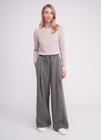 Брюки-палаццо с высоким содержанием вискозы GRACEFUL TAILORING 4331/200 dark grey/stripe (серый)