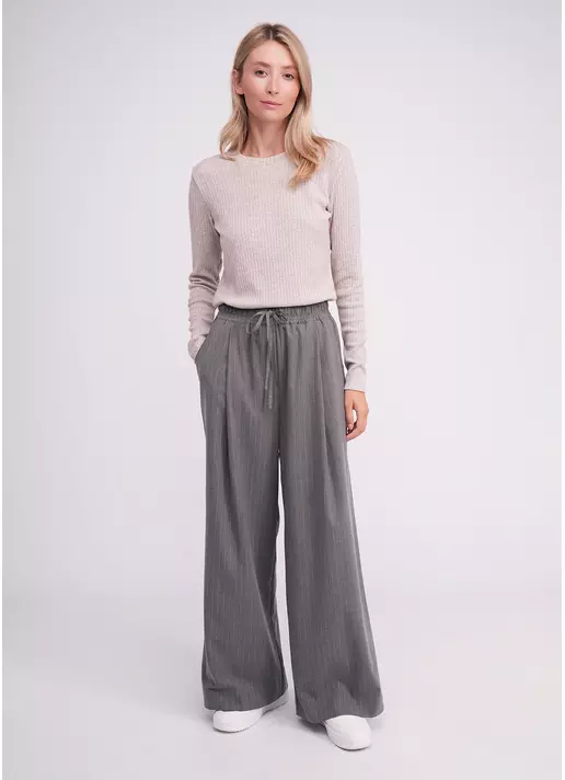 Брюки-палаццо с высоким содержанием вискозы GRACEFUL TAILORING 4331/200 dark grey/stripe (серый)