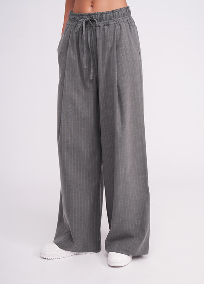 Брюки-палаццо с высоким содержанием вискозы GRACEFUL TAILORING 4331/200 dark grey/stripe (серый)