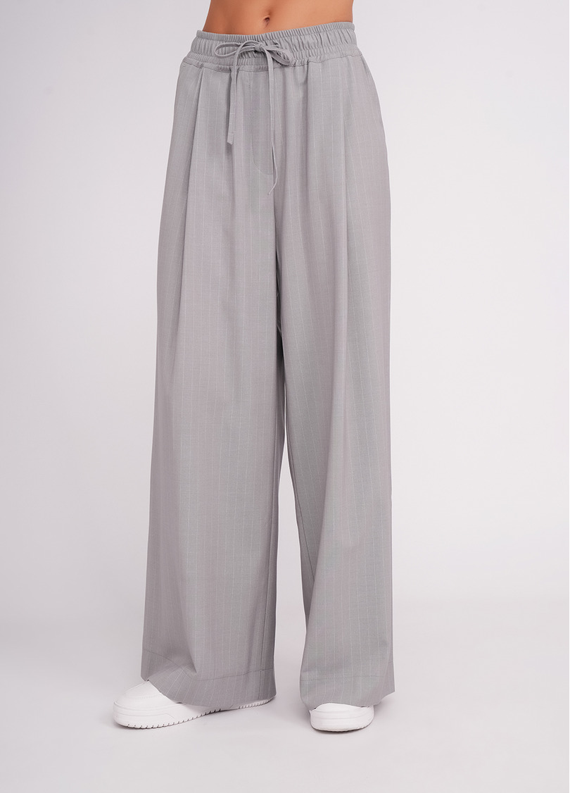 Штани-палаццо з високим вмістом віскози GRACEFUL TAILORING 4331/200 light grey/stripe (сірий)
