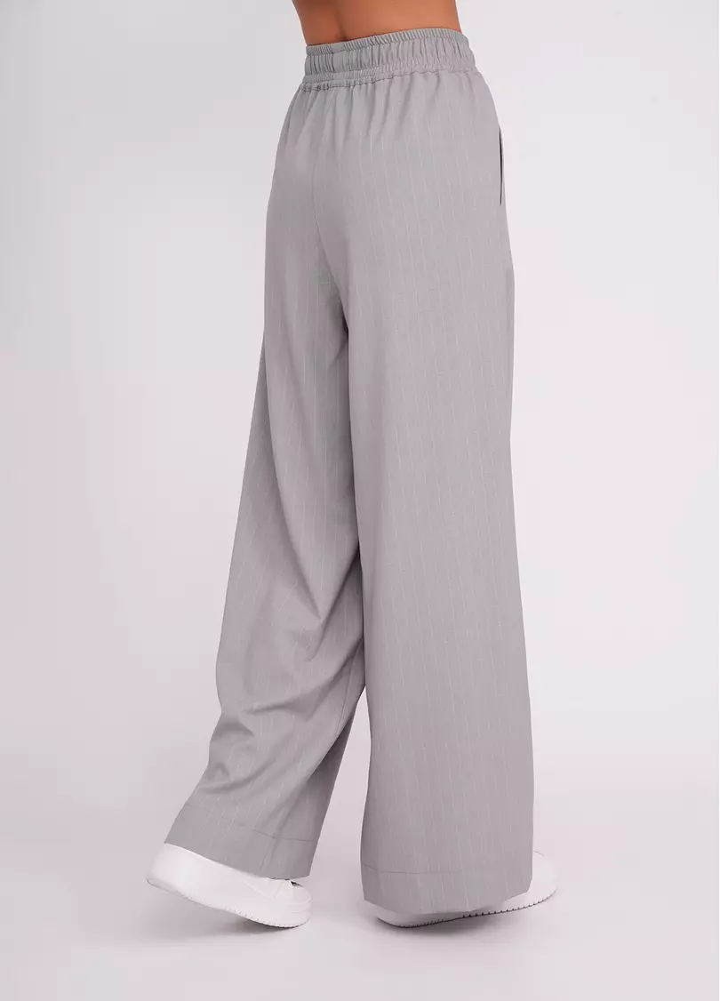 Штани-палаццо з високим вмістом віскози GRACEFUL TAILORING 4331/200 light grey/stripe (сірий)