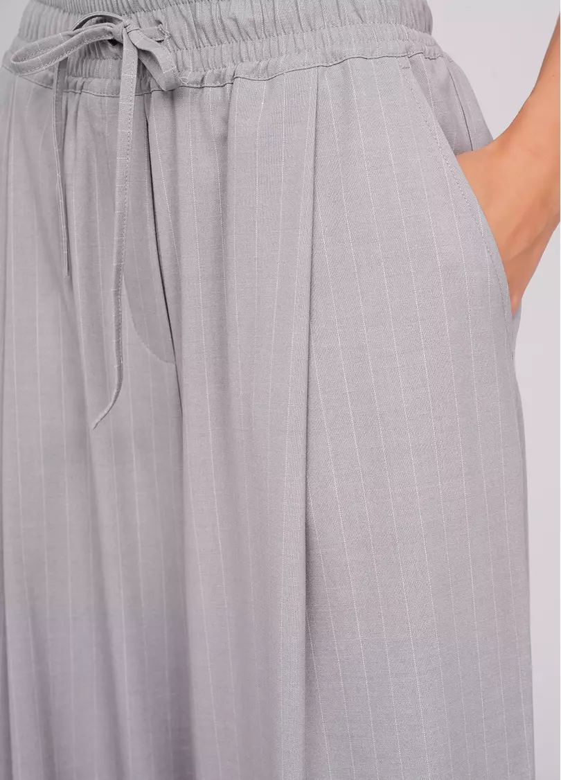 Штани-палаццо з високим вмістом віскози GRACEFUL TAILORING 4331/200 light grey/stripe (сірий)