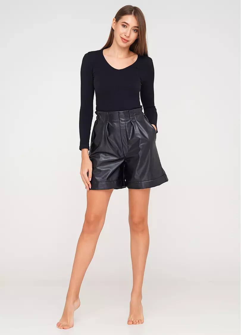 Шорти зі штучної шкіри LEATHER LEGS 4206/090 black (чорний)