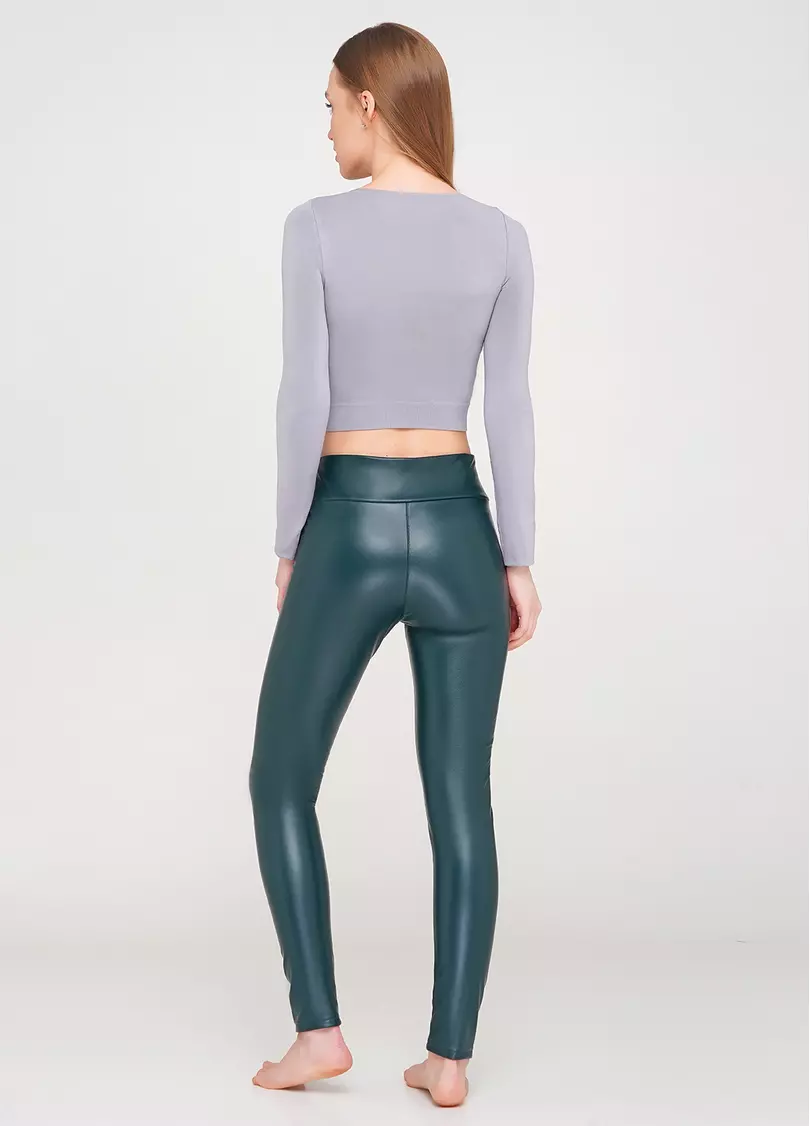 Женские леггинсы из эко-кожи LEATHER LEGS 4310/090 (зеленый)