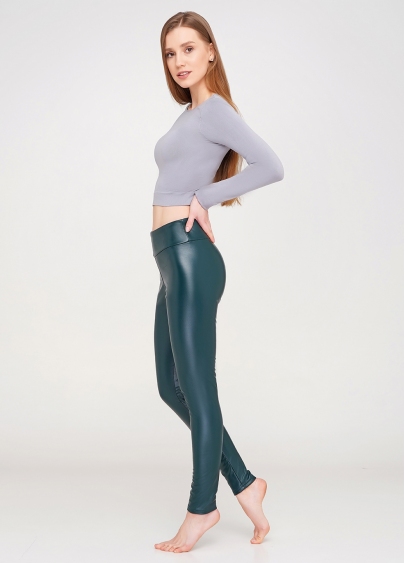 Жіночі легінси з еко-шкіри LEATHER LEGS 4310/090 (зелений)