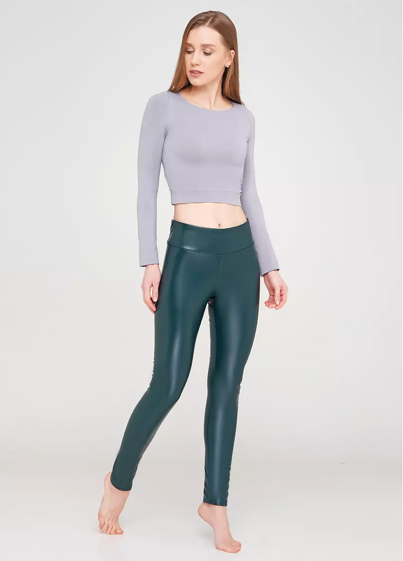 Женские леггинсы из эко-кожи LEATHER LEGS 4310/090 (зеленый)
