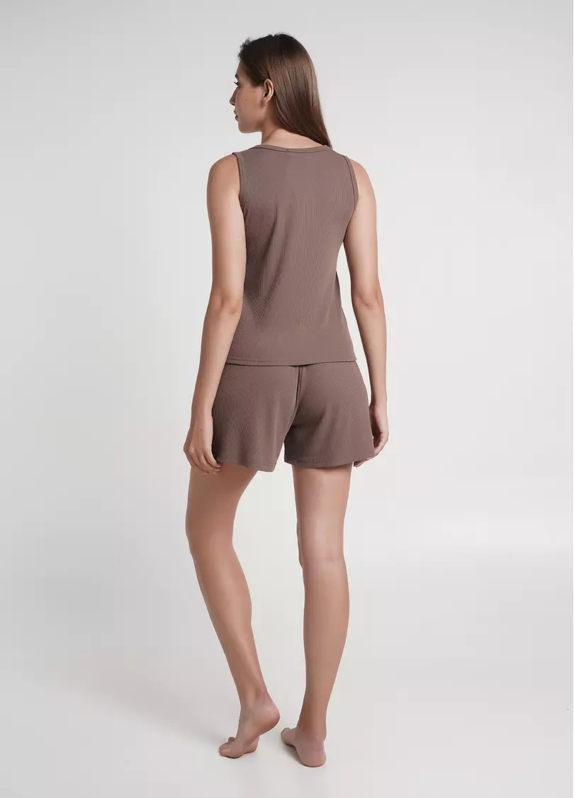 Короткие шорты в рубчик RIB 4209/010 beige (коричневый)