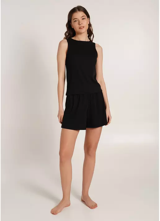 Короткие шорты в рубчик RIB 4209/010 black (черный)